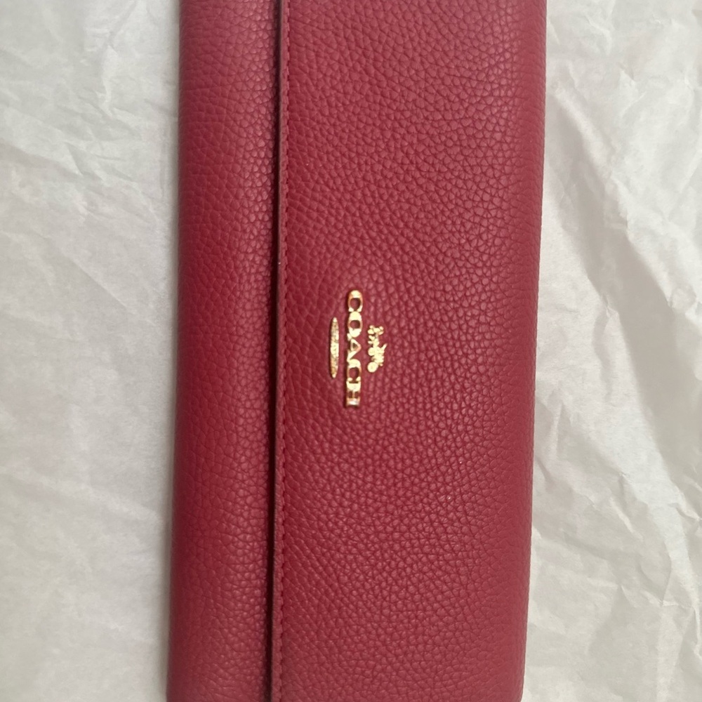 Coach Burgundy Leather Wristlet